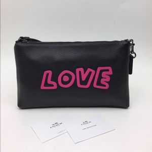 Coach x Keith Haring Leather LOVE Zip Wris…